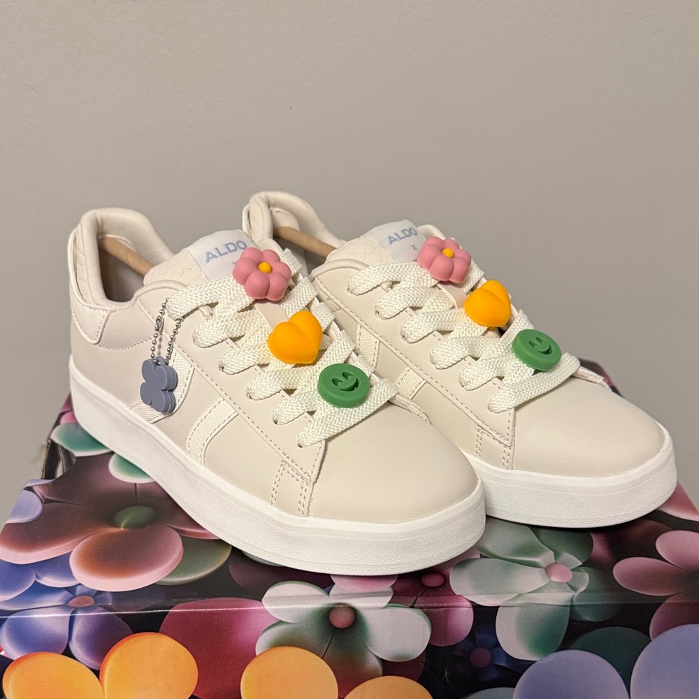 Aldo Women’s Hyperthalamuscorp Sneakers with Charms in Color Natural Size 5